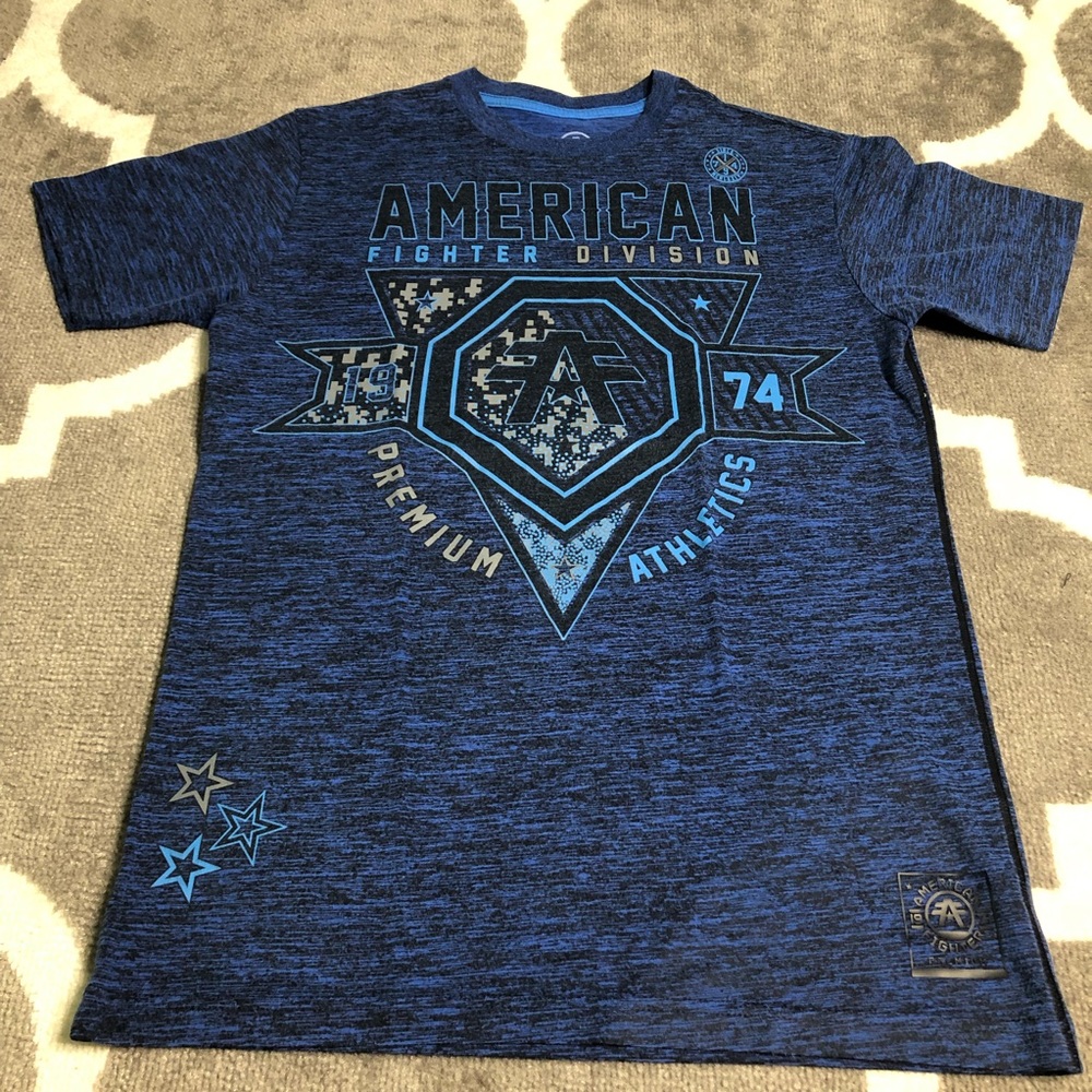 American Fighter Tshirt Mens Small Blue Black Like New Short Sleeve Spellout
